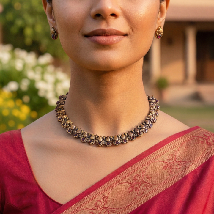Traditional Peacock Design Choker Set