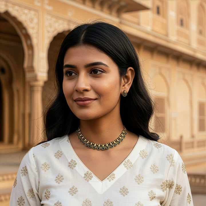 Traditional Peacock Design Choker Set
