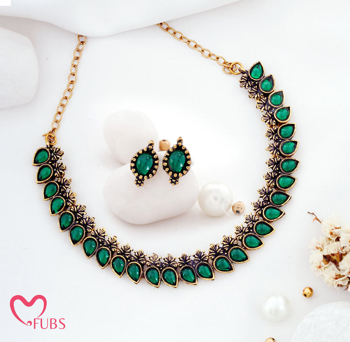 Teardrop Choker Necklace Set with Earrings