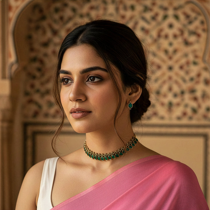 Teardrop Choker Necklace Set with Earrings