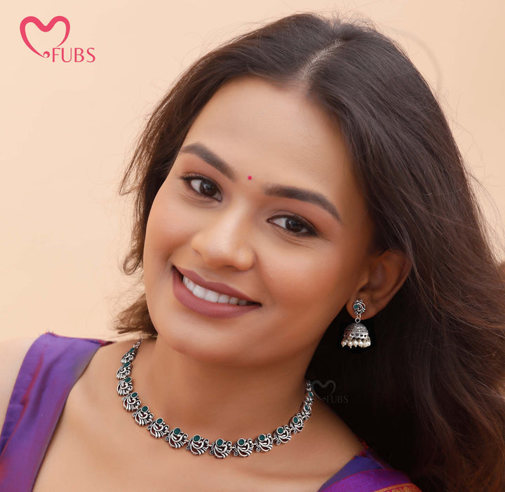 Classic Oxidised Necklace and Jhumka Earrings Combo