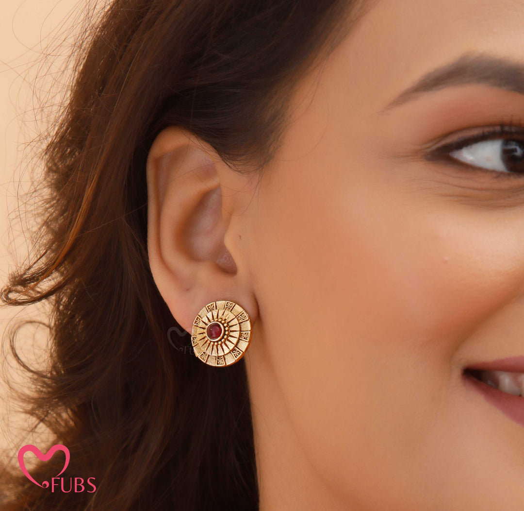 Antique Coin Necklace Set with Stud Earrings