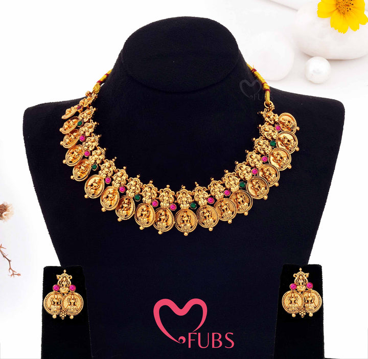 Temple Coin Necklace Set with Earrings