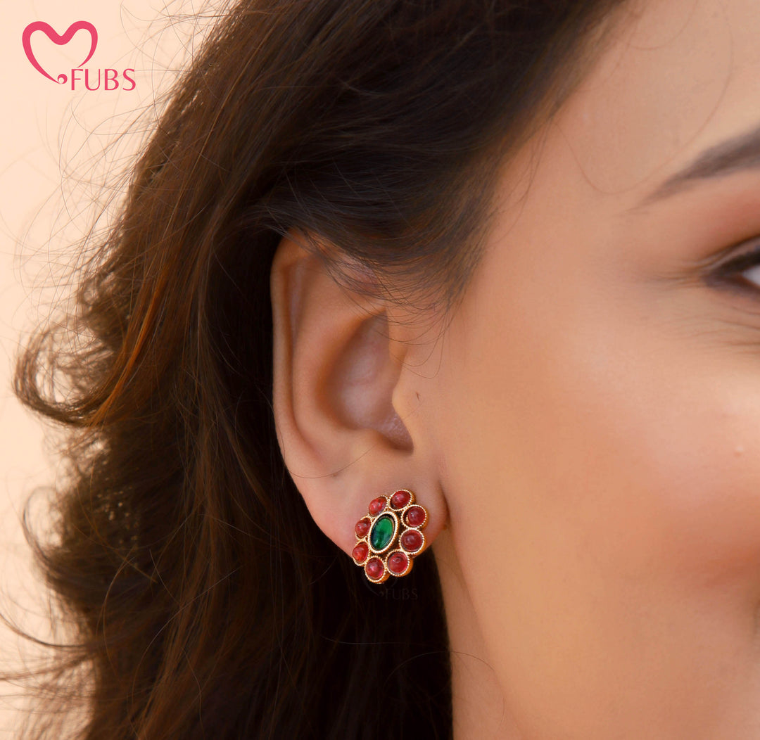 Floral Stone Necklace Set with Earrings