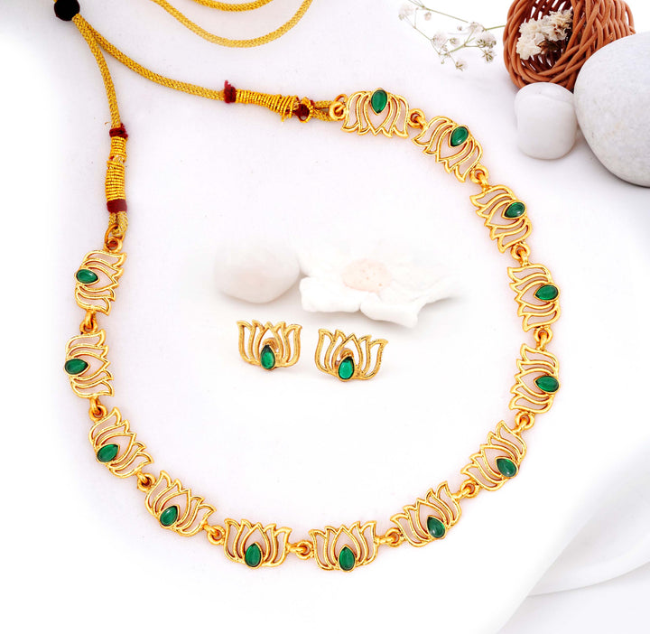 Handcrafted Lotus Inspired Necklace Set
