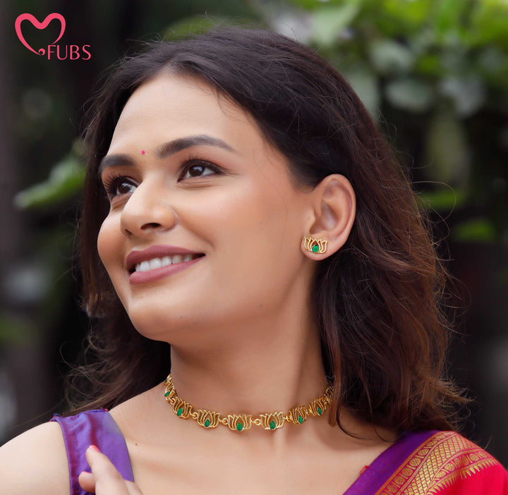 Handcrafted Lotus Inspired Necklace Set