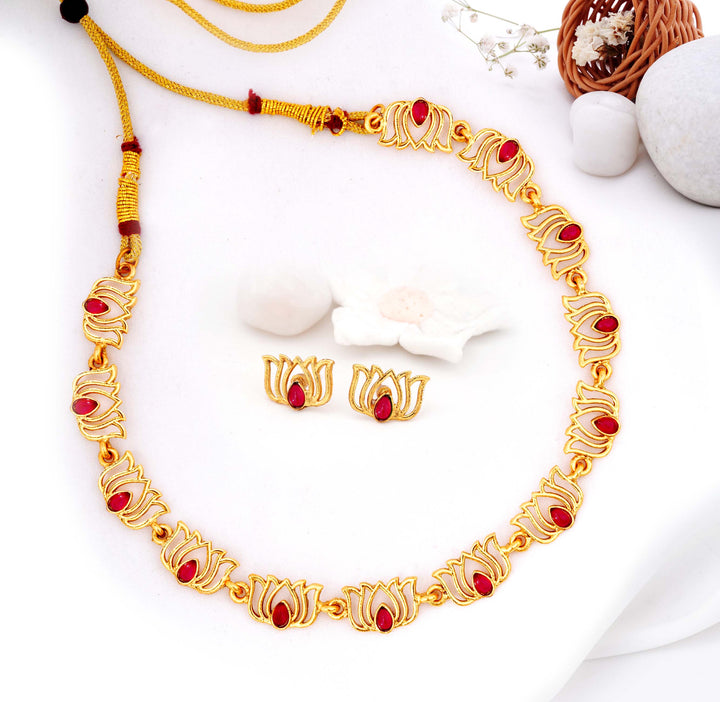 Handcrafted Lotus Inspired Necklace Set