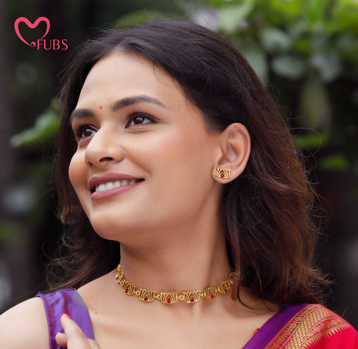 Handcrafted Lotus Inspired Necklace Set