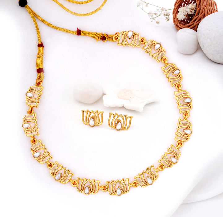 Handcrafted Lotus Inspired Necklace Set