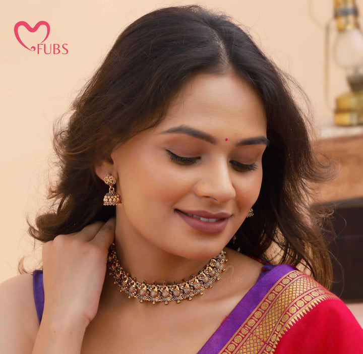Bridal Jewelry Set – Antique Necklace with Jhumkas