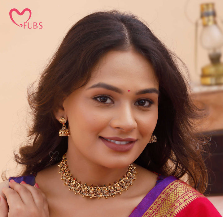 Bridal Jewelry Set – Antique Necklace with Jhumkas
