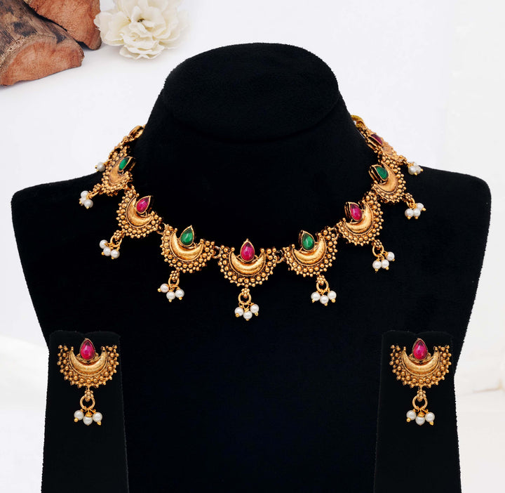 Traditional Antique Finish Chandbali Choker Set