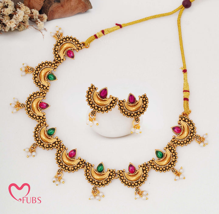 Traditional Antique Finish Chandbali Choker Set