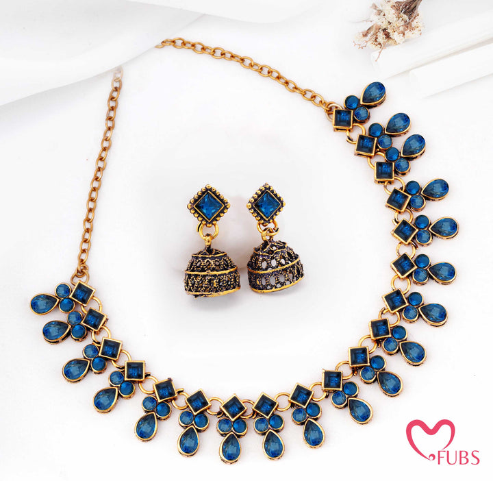 Oxidized Heritage Bloom Necklace & Jhumka Set