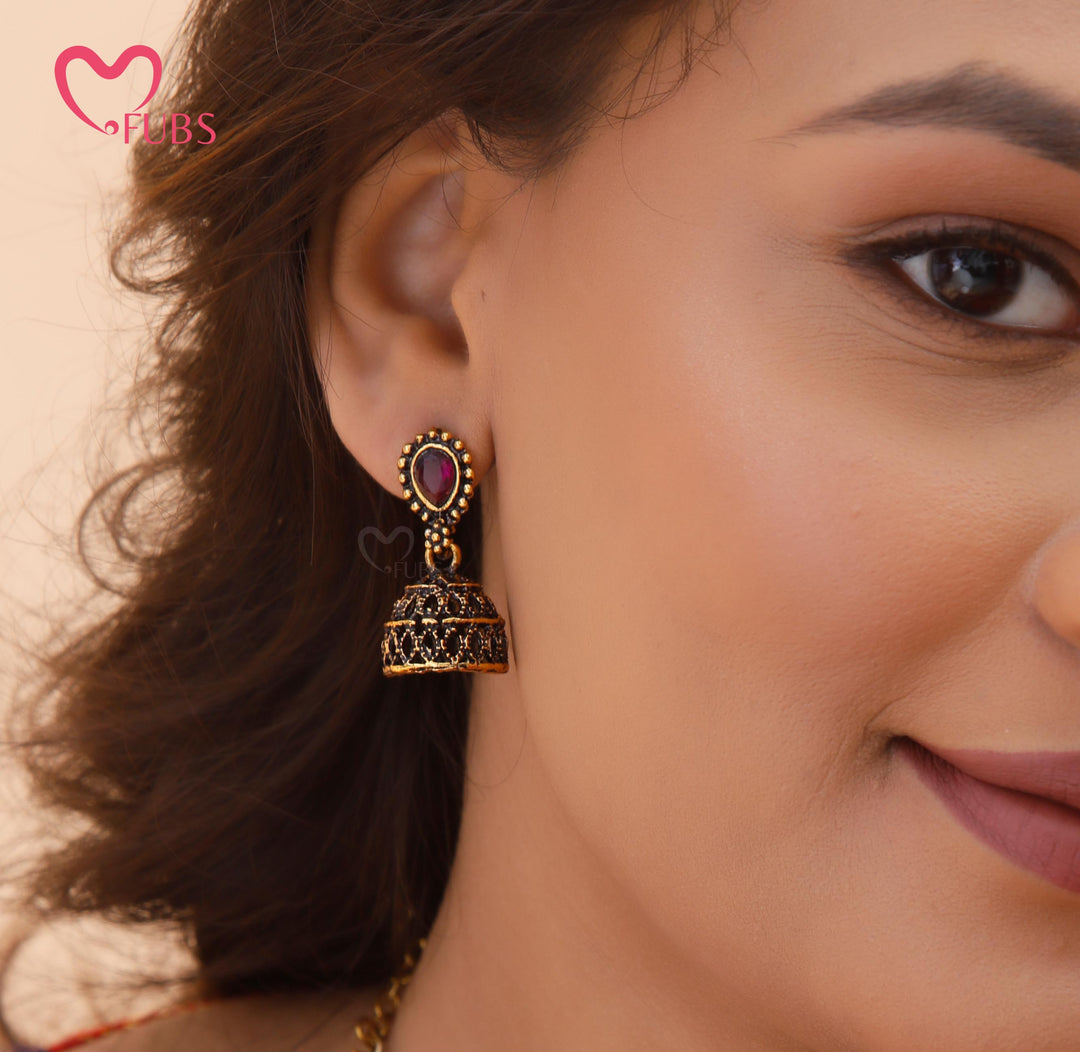 Oxidized Heritage Bloom Necklace & Jhumka Set