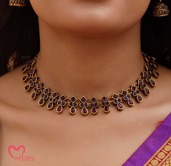 Oxidized Heritage Bloom Necklace & Jhumka Set