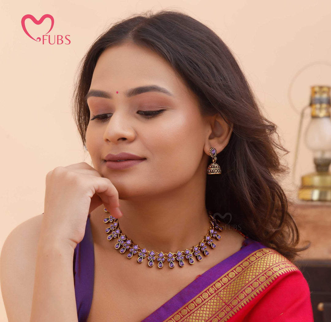 Oxidized Heritage Bloom Necklace & Jhumka Set