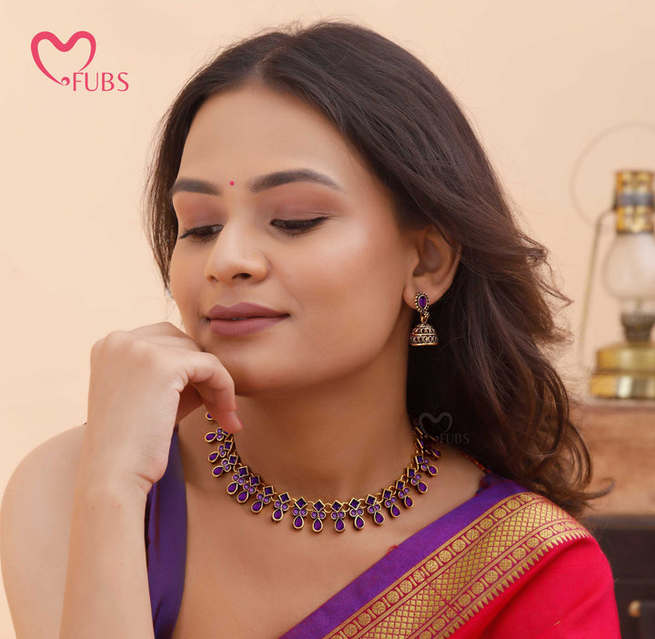 Oxidized Heritage Bloom Necklace & Jhumka Set