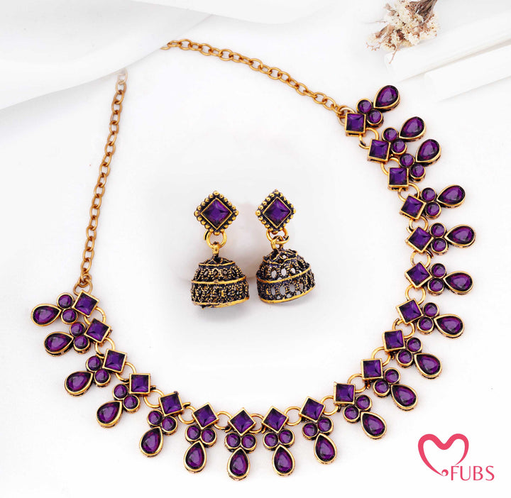 Oxidized Heritage Bloom Necklace & Jhumka Set