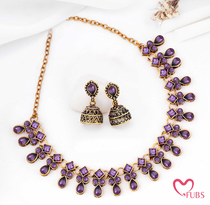 Oxidized Heritage Bloom Necklace & Jhumka Set