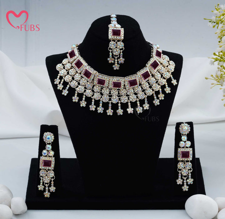 Oxidized Finish Aesthetic Choker Set & Maang Tikka