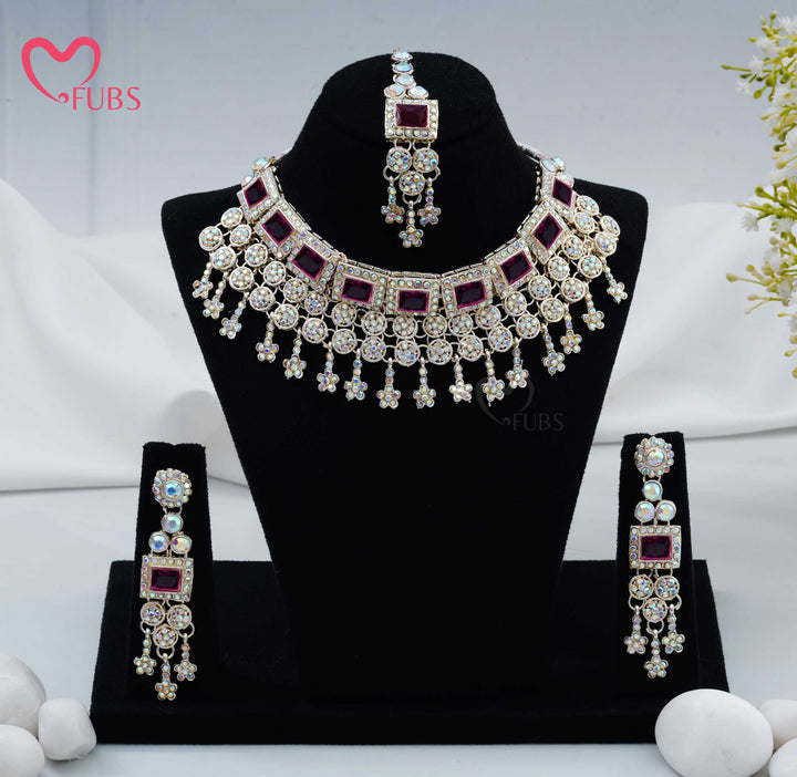 Oxidized Finish Aesthetic Choker Set & Maang Tikka