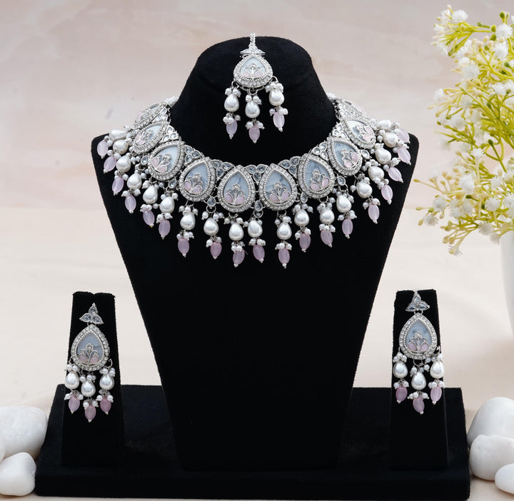 Heavy Stone Choker Set with Earrings & Tikka