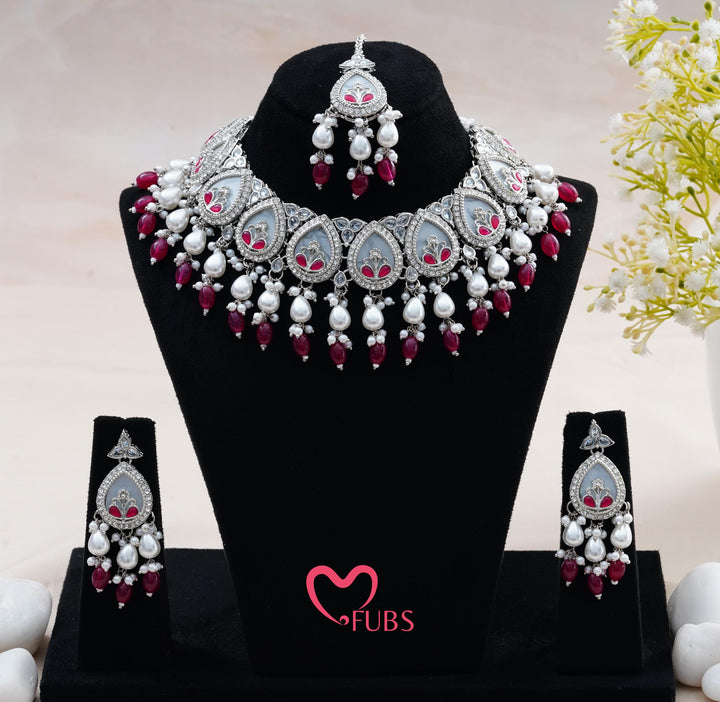 Heavy Stone Choker Set with Earrings & Tikka