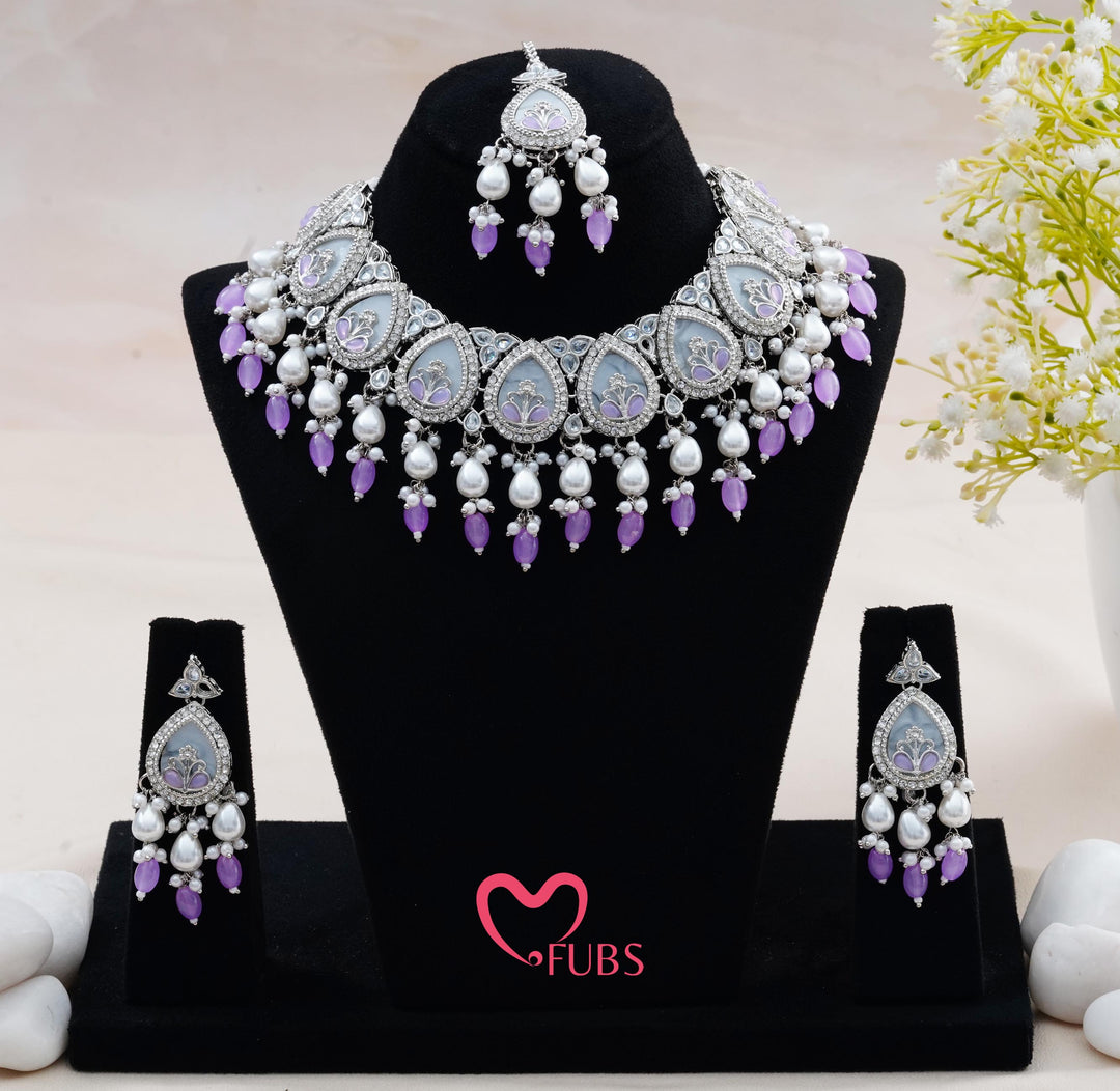 Heavy Stone Choker Set with Earrings & Tikka