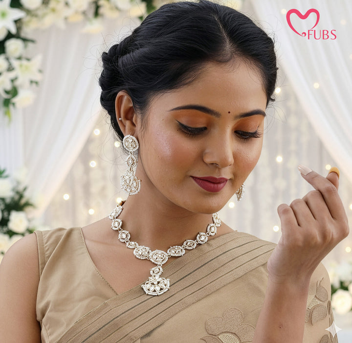 Traditional Pearl & Stone Necklace Set with Maang Tikka