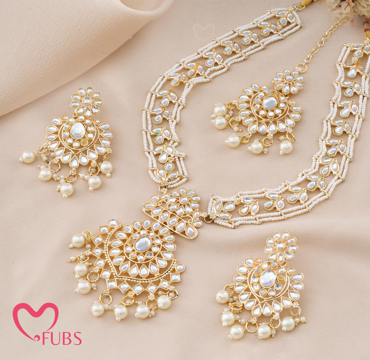 Sultana Heritage Long Pendant Set with Lustrous Multi-Strand Beads