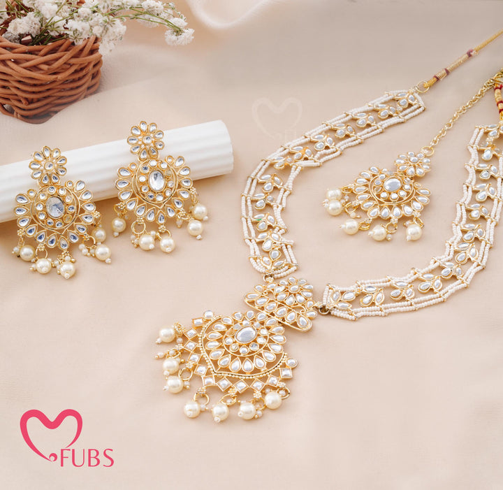 Sultana Heritage Long Pendant Set with Lustrous Multi-Strand Beads