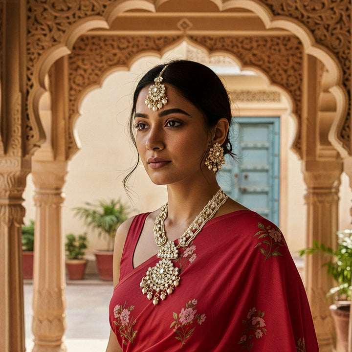 Sultana Heritage Long Pendant Set with Lustrous Multi-Strand Beads