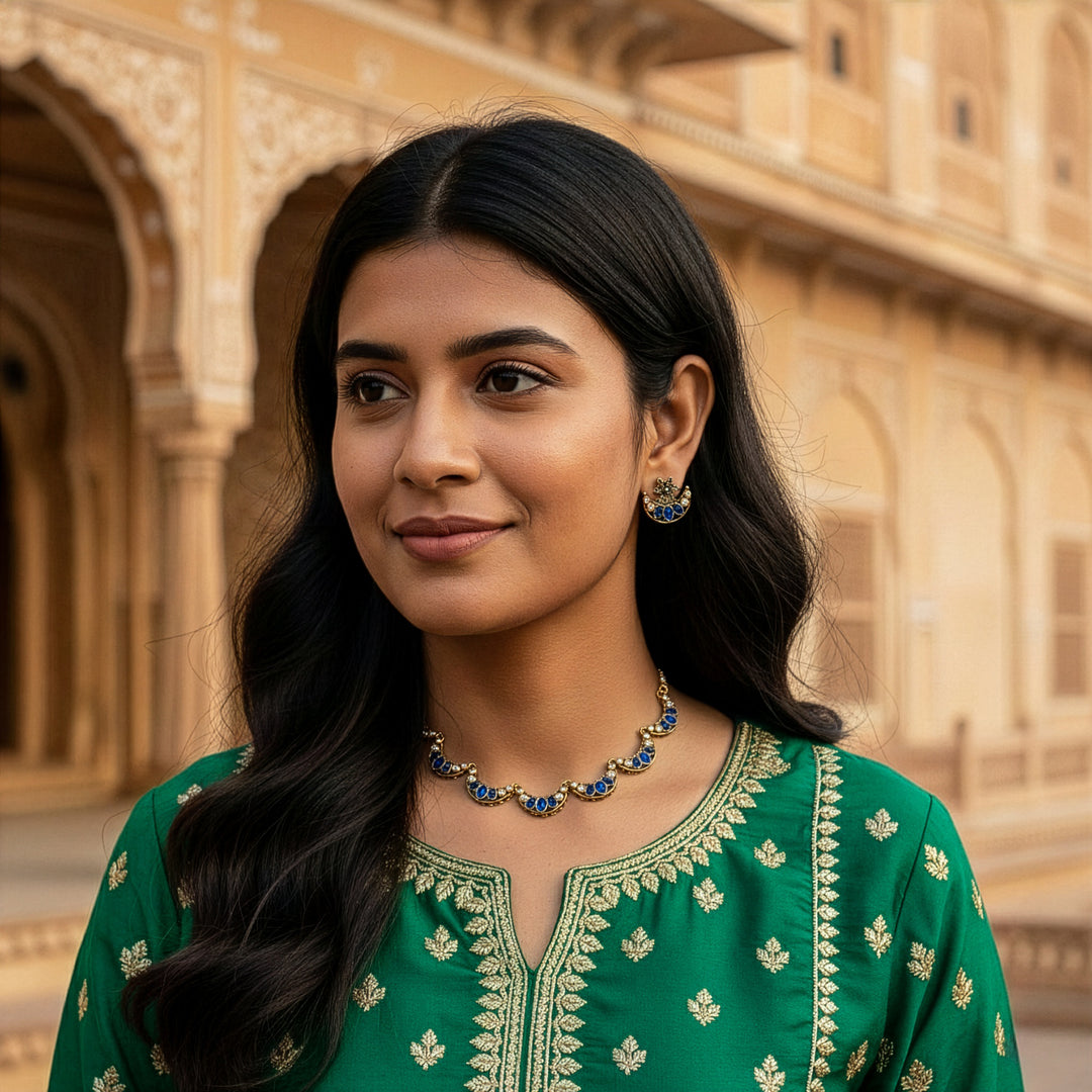 Traditional Chandbali Crescent Choker Set