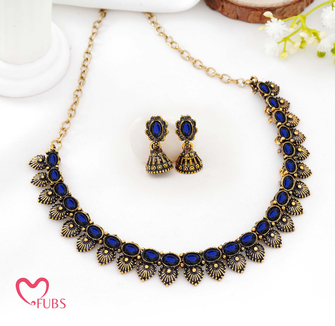 Traditional Antique Finish Choker Set with Jhumka Earrings