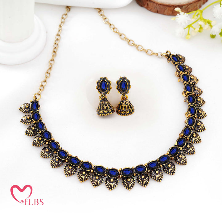 Traditional Antique Finish Choker Set with Jhumka Earrings