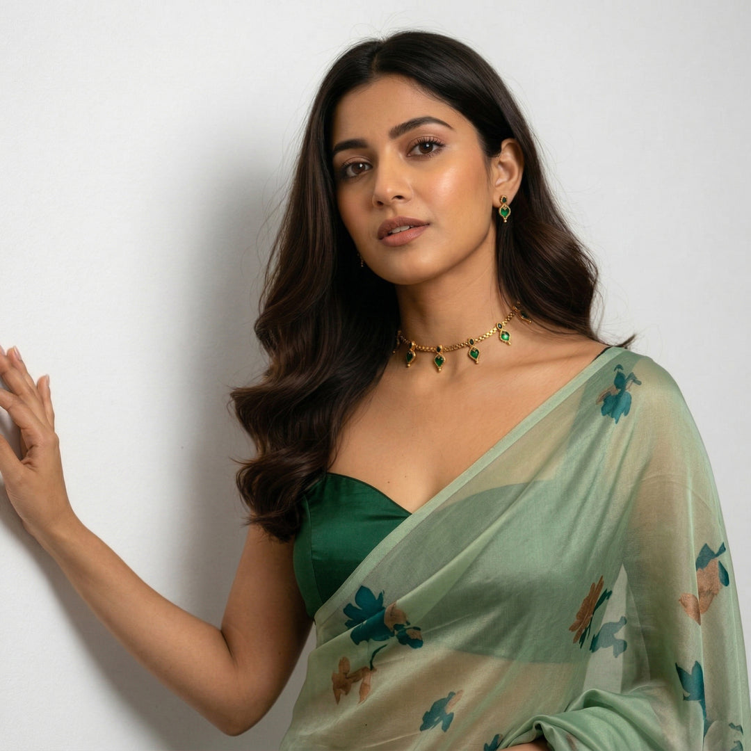 Aesthetic Gold Tone Leaf Necklace Set