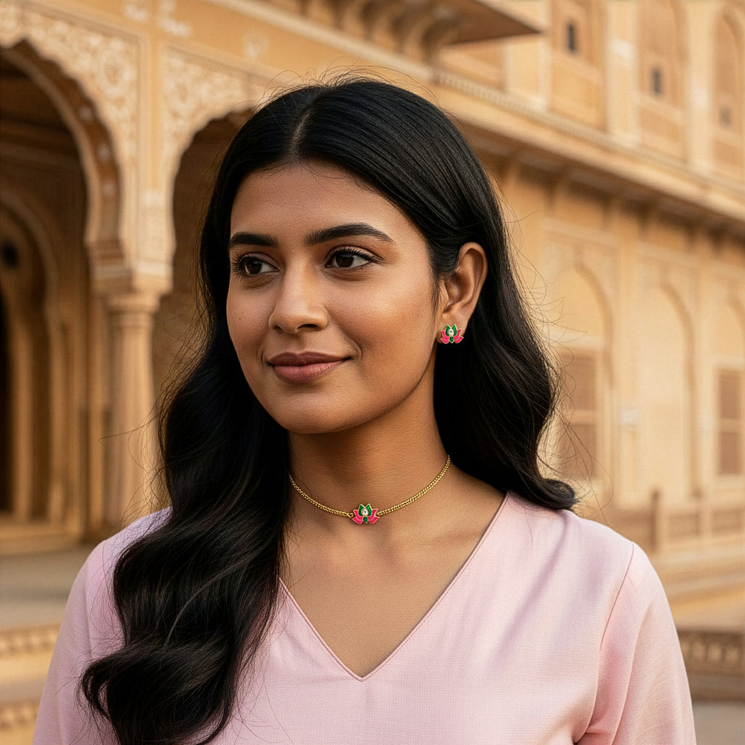 Divine Lotus Choker Set & Studs