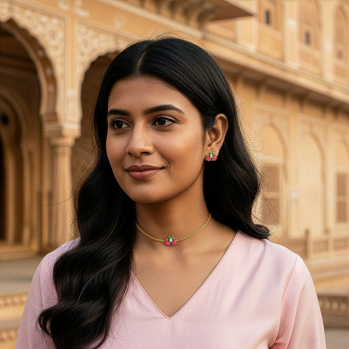 Divine Lotus Choker Set & Studs