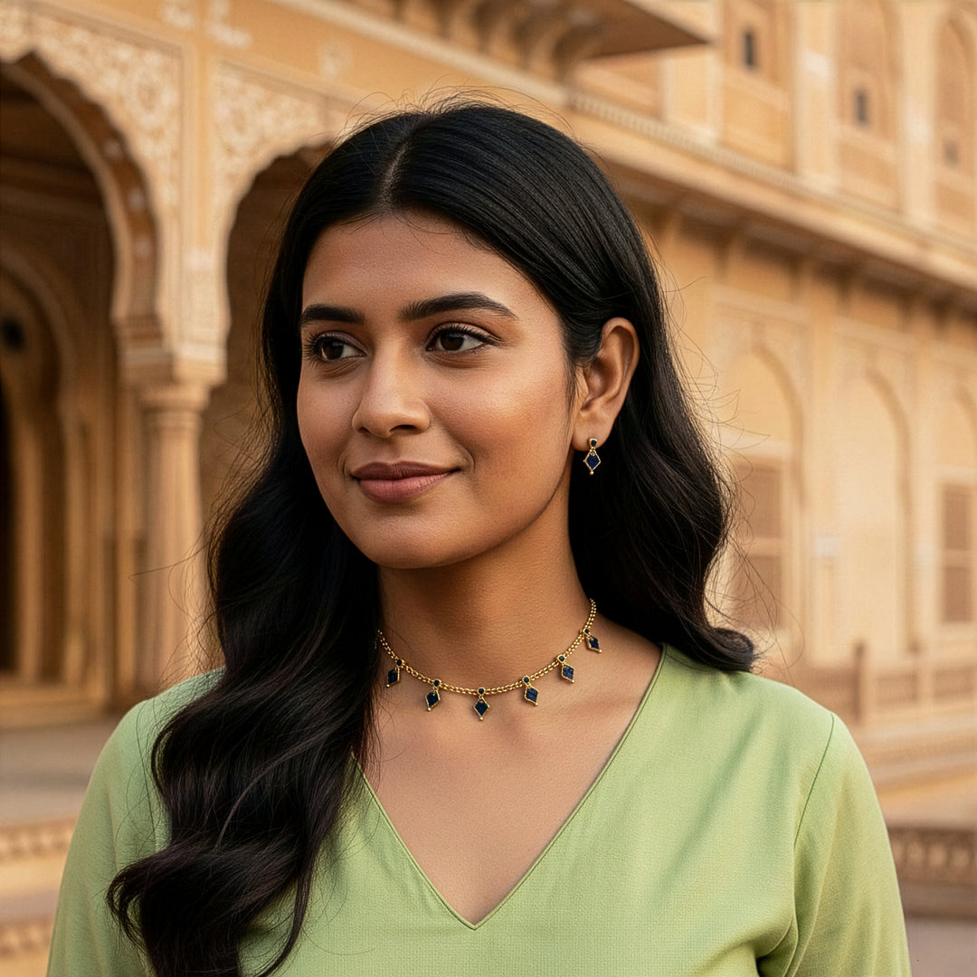 Modern Traditional Geometric Choker Necklace Set