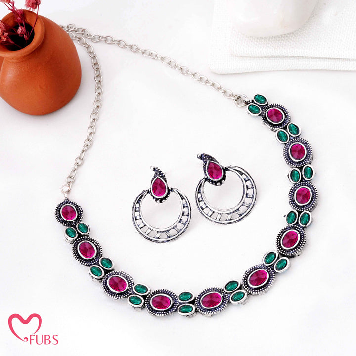 Bohemian Oxidized Choker Necklace Set