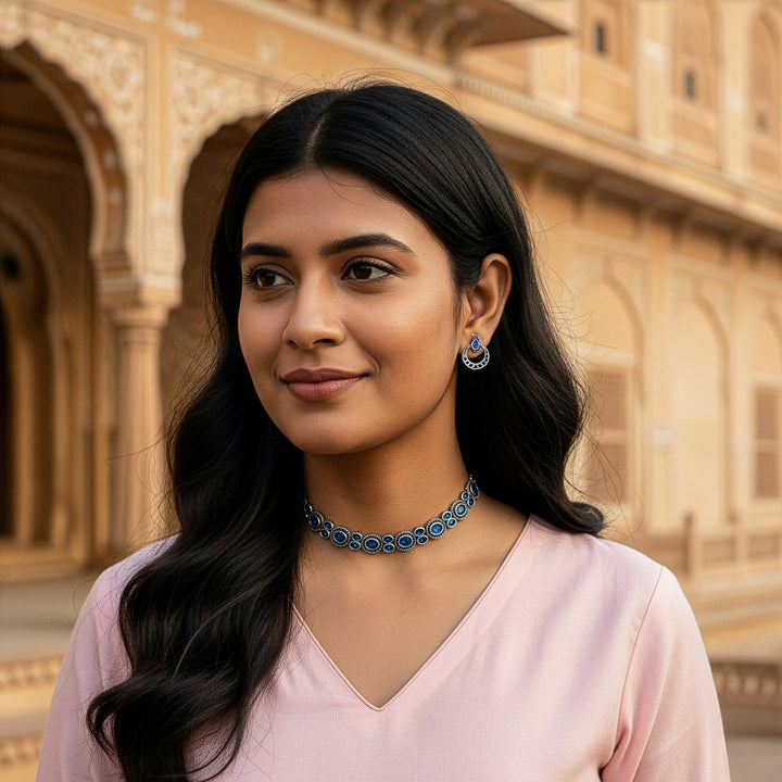 Bohemian Oxidized Choker Necklace Set