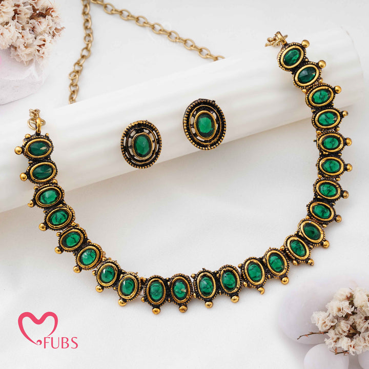 Antique Gold Finish Deep Cabochon Stone Jewelry