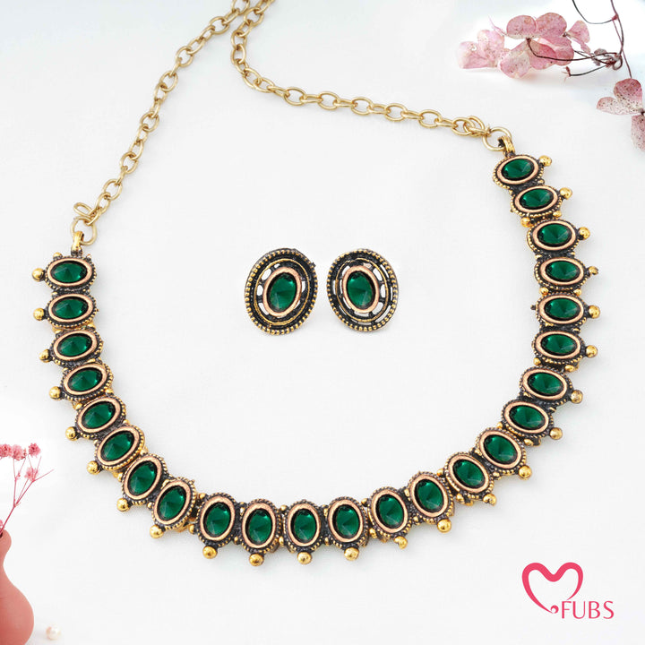 Antique Gold Finish Deep Cabochon Stone Jewelry