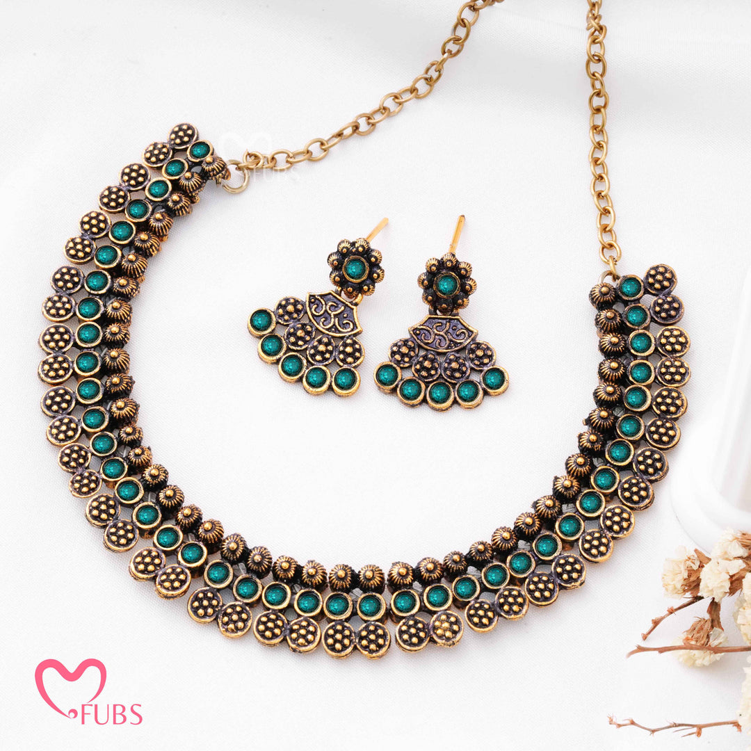 Antique Coin Choker Set - Jet Aesthetic Traditional Jewelry