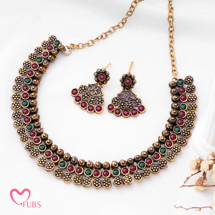 Antique Coin Choker Set - Jet Aesthetic Traditional Jewelry