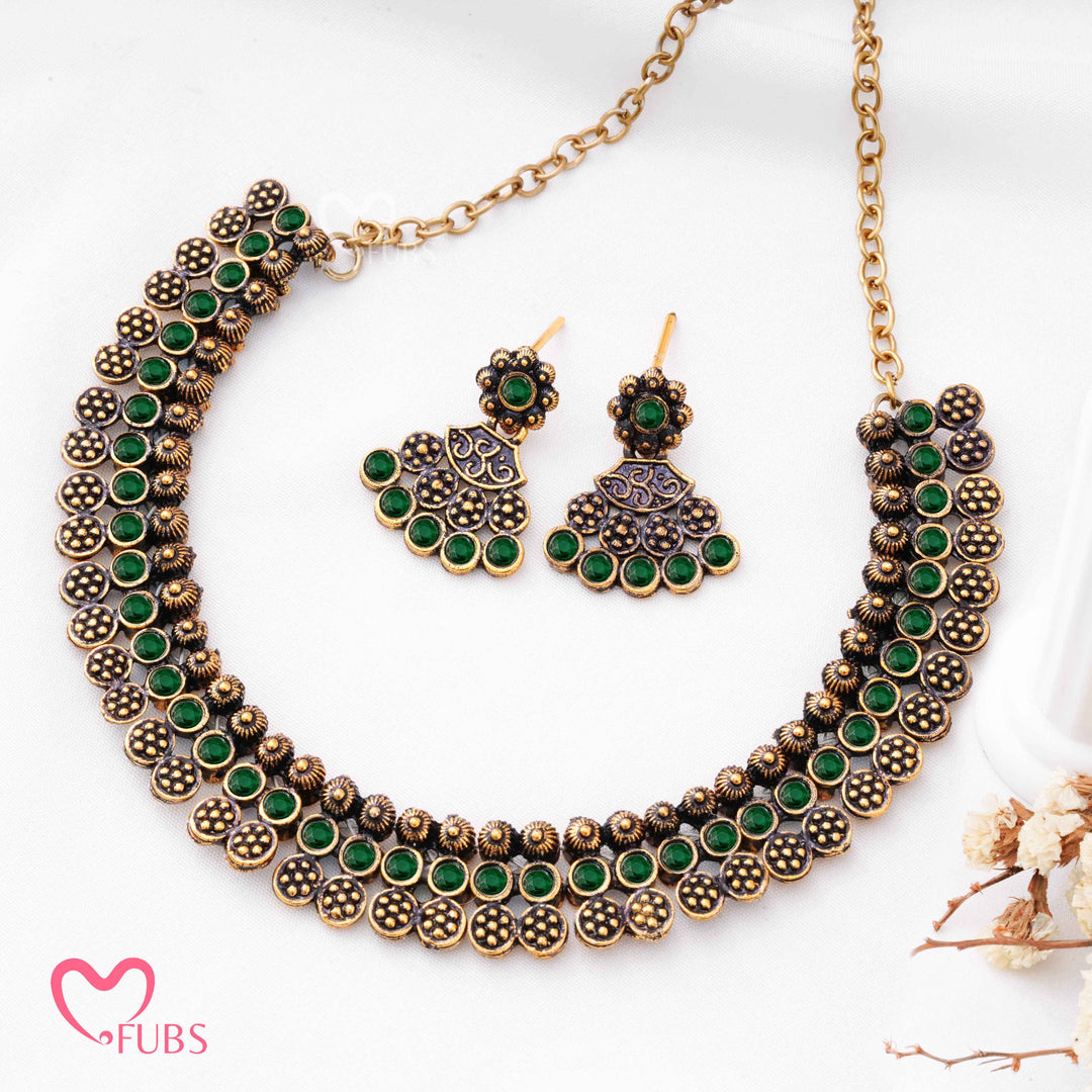 Antique Coin Choker Set - Jet Aesthetic Traditional Jewelry