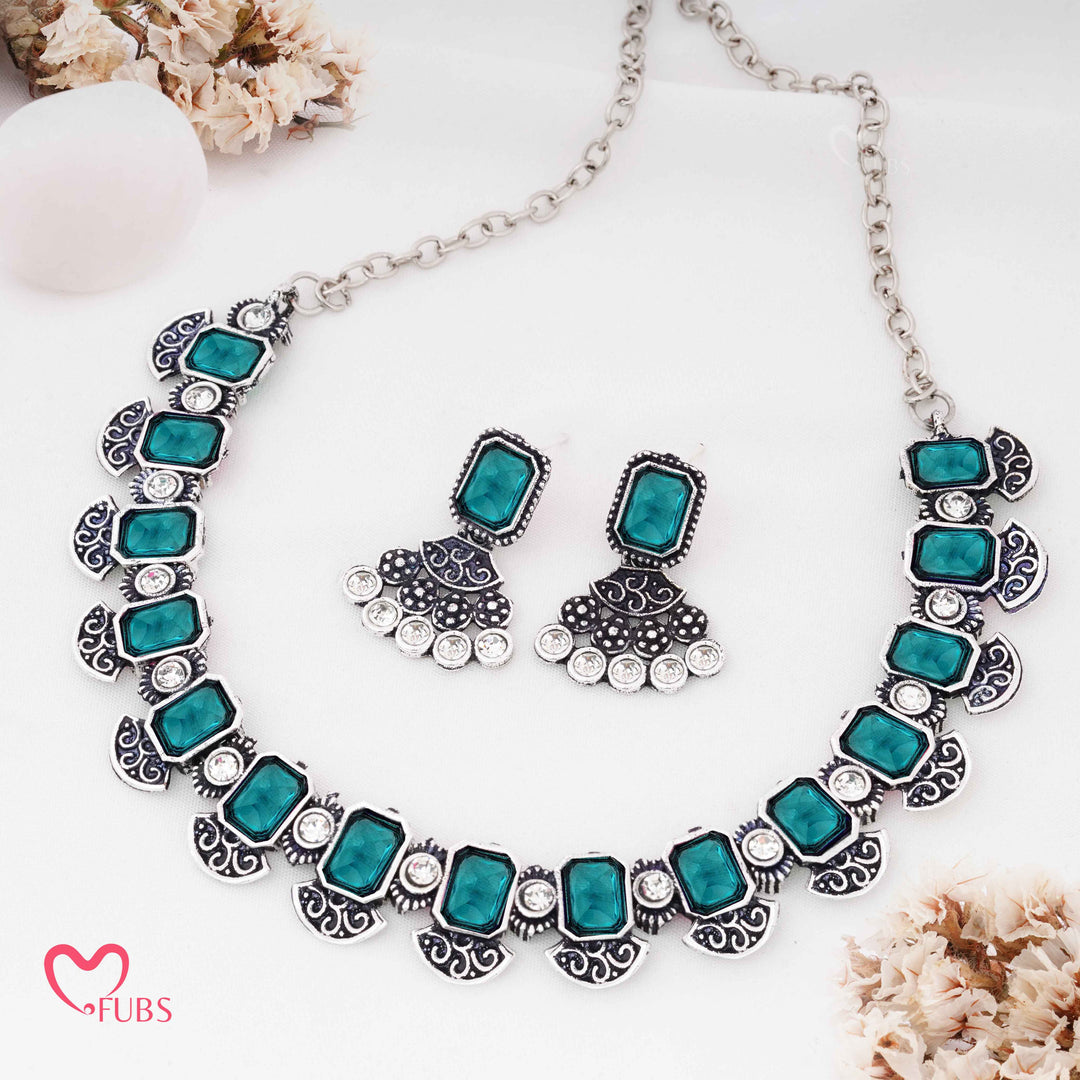 Oxidized Choker Set - Deep Stone Traditional Aesthetic