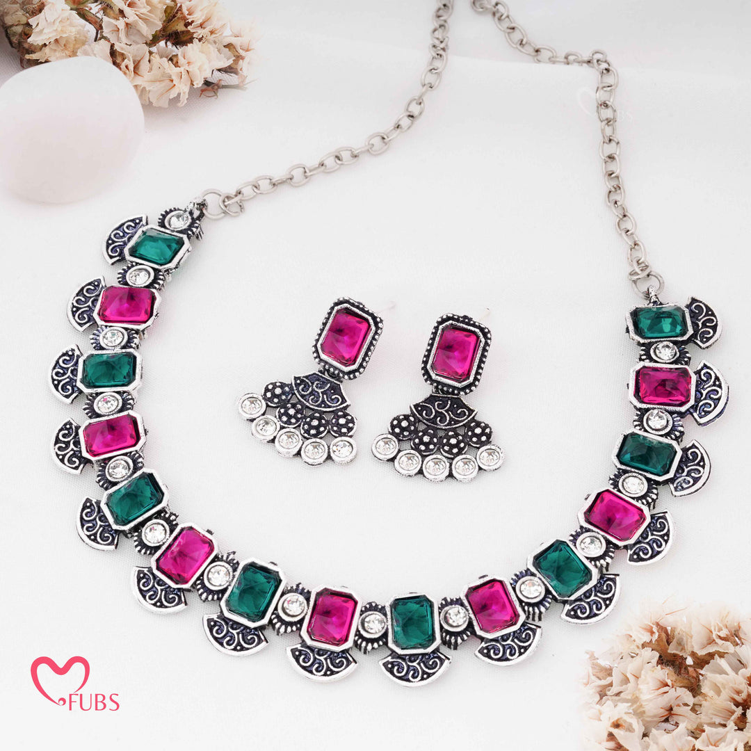 Oxidized Choker Set - Deep Stone Traditional Aesthetic