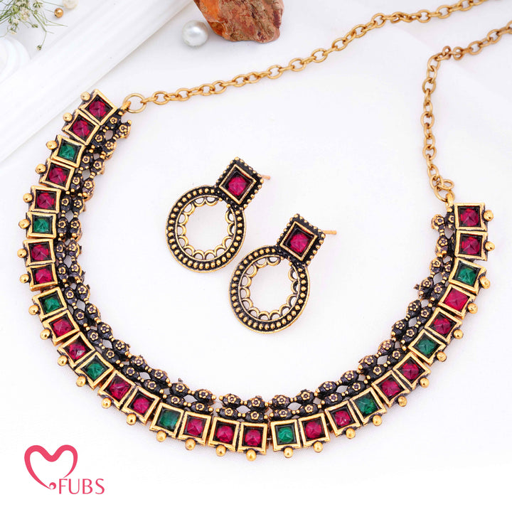 Traditional Square Cut Stone Choker Set